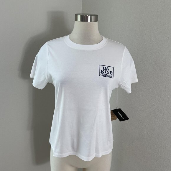 NEW DAKINE Shirt Womens Small White Hawaii Graphic 100% Cotton Surf Tee Top - Picture 1 of 9